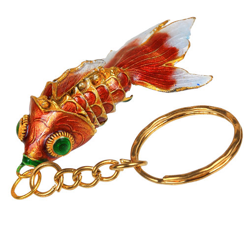 Goldfisch, Golden Fish, Cloisonne Emaille, 4456 - rot/gold 6cm